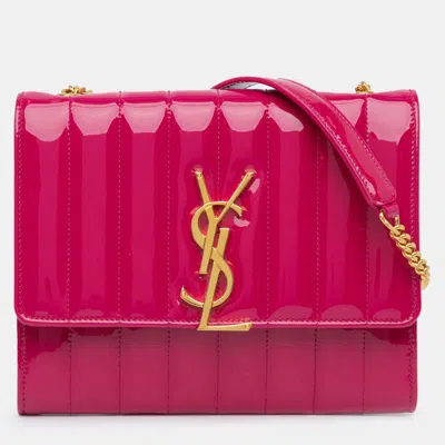 Pre-owned Saint Laurent Pink Medium Patent Vicky Crossbody
