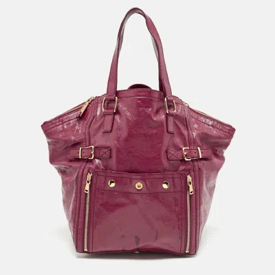 Pre-owned Saint Laurent Pink Patent Leather Large Downtown Tote