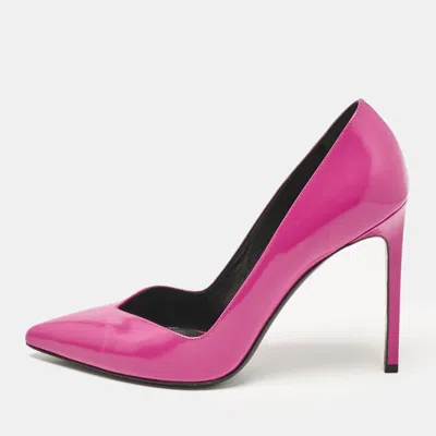 Pre-owned Saint Laurent Pink Patent Leather Pointed Toe Pumps Size 39