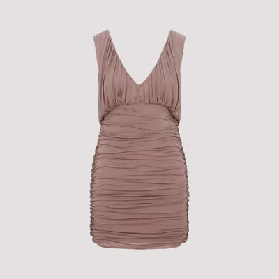 SAINT LAURENT PINK PLUNGING V-NECK DRESS