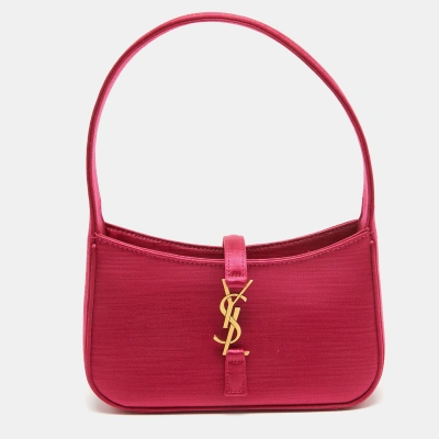Pre-owned Saint Laurent Pink Satin Mini Le 5 À 7 Shoulder Bag