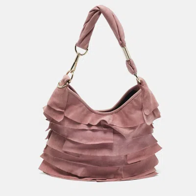 Pre-owned Saint Laurent Pink Suede Small St. Tropez Hobo