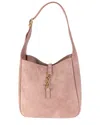 Saint Laurent Pink Suede Supple Small Le 5 A 7 Soft Hobo (authentic Pre-loved) In Pink