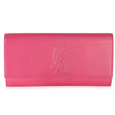 Pre-owned Saint Laurent Pink Textured Calfskin Small Belle De Jour Clutch