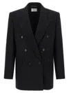 Saint Laurent Men Embroidered Flannel Blazer In Black
