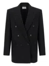 Saint Laurent Pinstripe Double-breasted Blazer In Black
