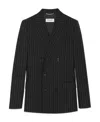 Saint Laurent Pinstripe Double Breasted Blazer In Black