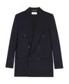 Saint Laurent Pinstripe Double Breasted Blazer In Black