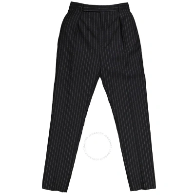 Saint Laurent Pinstripe High-waisted Trousers In Black