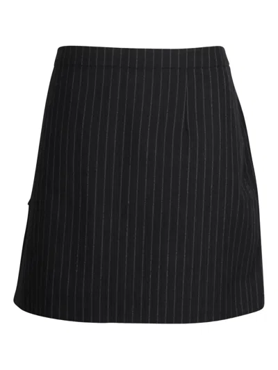 Pre-owned Saint Laurent Pinstripe-pattern Mini Skirt In Black