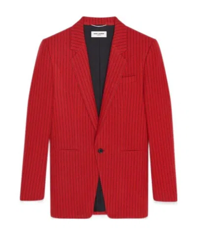 SAINT LAURENT PINSTRIPE-PATTERN SINGLE-BREASTED BLAZER