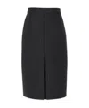 Saint Laurent Pinstripe-pattern Wool Blend Midi Skirt In Black