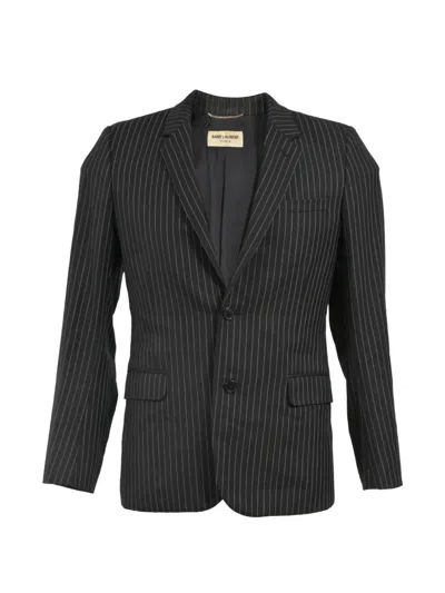 Pre-owned Saint Laurent Pinstripe Single-breasted Blazer In Black