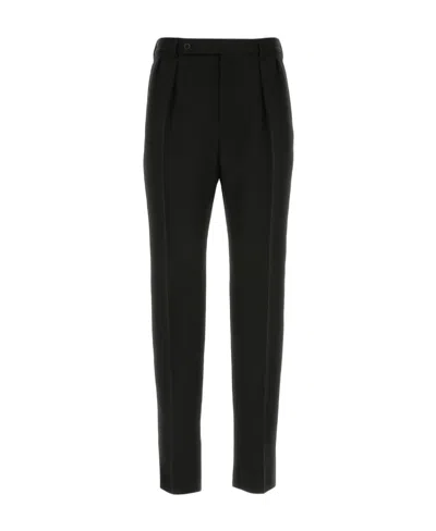 Saint Laurent High Waist Striped Pants In Black