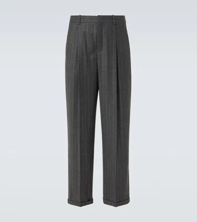 Saint Laurent Pinstripe Wool And Cashmere Suit Pants In Grau
