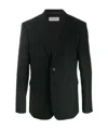 Saint Laurent Pinstriped Buttoned Blazer In Black