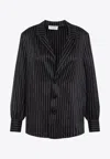 Saint Laurent Pinstriped Silk Shirt In Black
