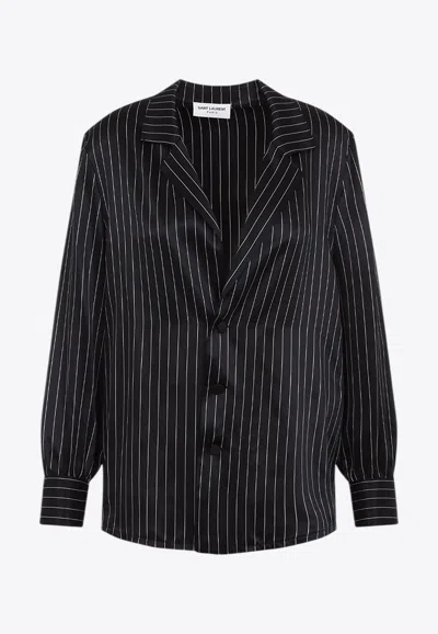 SAINT LAURENT PINSTRIPED SILK SHIRT