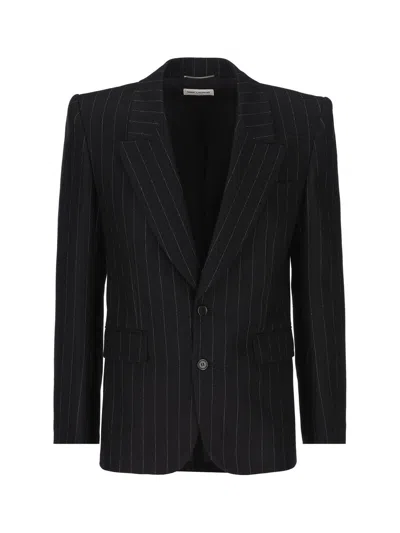 Saint Laurent Slim-fit Wool And Cashmere-blend Blazer In Black