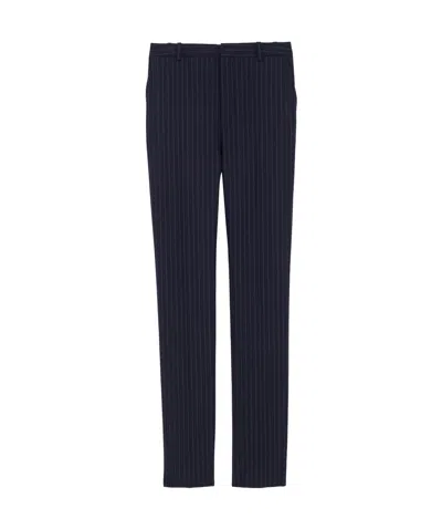 Saint Laurent Pinstriped Virgin-wool Trousers In Black