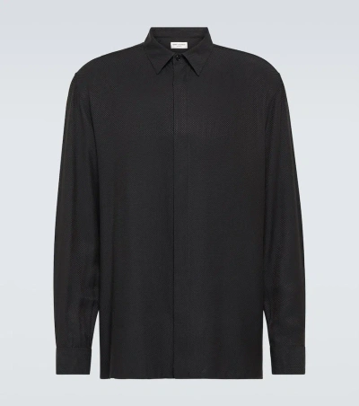 Saint Laurent Piqué Shirt In Black