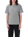Saint Laurent Grey Crewneck T-shirt With Cassandre Embroidery In Cotton Man In Gray