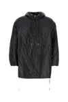 Saint Laurent Cassandre Anorak Oversized Hooded Coat In Noir