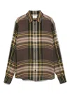 Saint Laurent Cassandre Shirt In Tartan In Brown