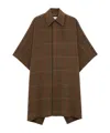 Saint Laurent Plaid Cape In Brushed Wool And Llama In Brown