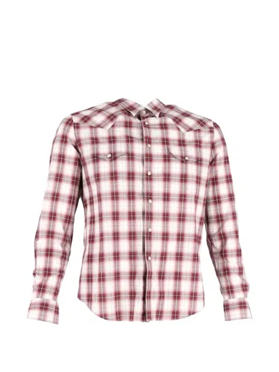 Pre-owned Saint Laurent Plaid Flannel Long-sleeve Shirt In Red