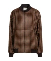 Saint Laurent Cassandre Bomber Jacket In Wool Check In Brown