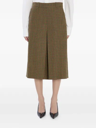 Saint Laurent Plaid-pattern Cropped Trousers In Brown