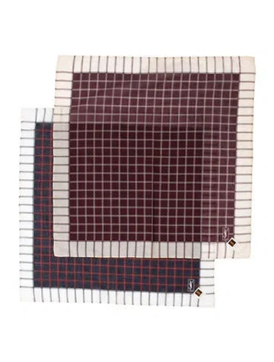 Pre-owned Saint Laurent Plaid Print Scarf In Blue