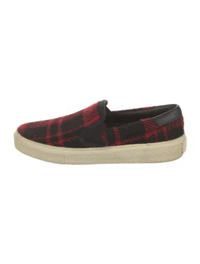 Pre-owned Saint Laurent Plaid Print Sneakers In Red