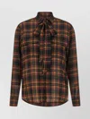 Saint Laurent Plaid Shirt Featuring Bow Detail And Pockets In Multi