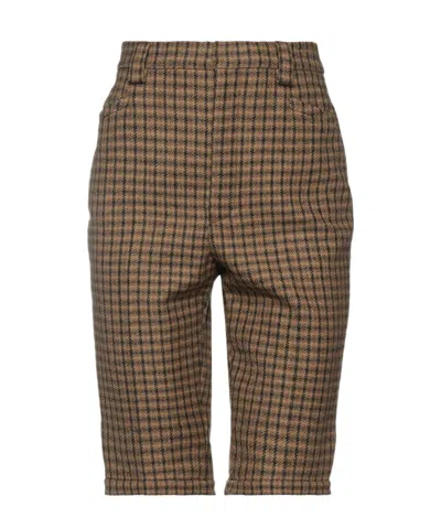 Saint Laurent Plaid Shorts In Brown