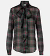 Saint Laurent Plaid Bow-tie Blouse In Multi