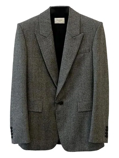SAINT LAURENT SAINT LAURENT PLAID SINGLE-BREASTED BLAZER