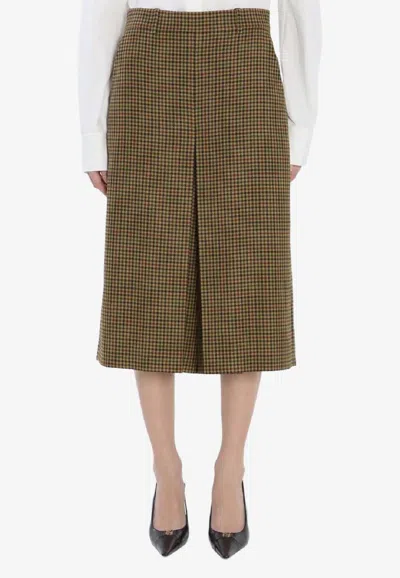 Saint Laurent Plaid Skirted Wide-leg Crop Pants In Multi