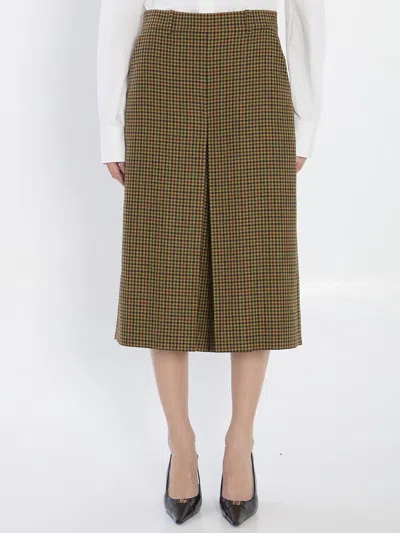 SAINT LAURENT PLAID WOOL SKIRT-PANTS