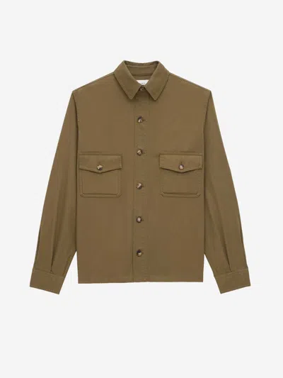 Saint Laurent Plain Cotton Overshirt In Military Green