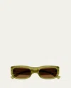 Saint Laurent Plastic Rectangle Sunglasses In Green