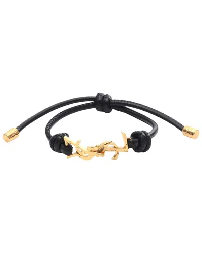 Pre-owned Saint Laurent Plated Cassandra Leather Bracelet (authentic Pre-loved)