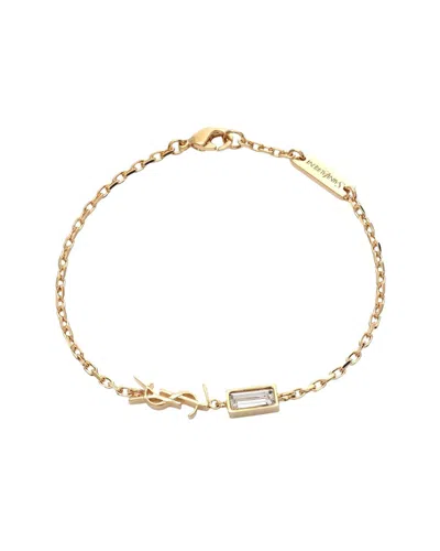 Pre-owned Saint Laurent Plated Cassandra Rhinestone Bracelet (authentic Pre-loved)