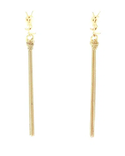 Pre-owned Saint Laurent Plated Cassandra Tassel Earrings (authentic Pre-loved)