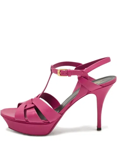 Pre-owned Saint Laurent Platform Leather Sandals In Pink