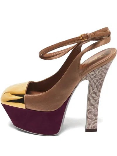 Pre-owned Saint Laurent Platform Pumps In Neutral