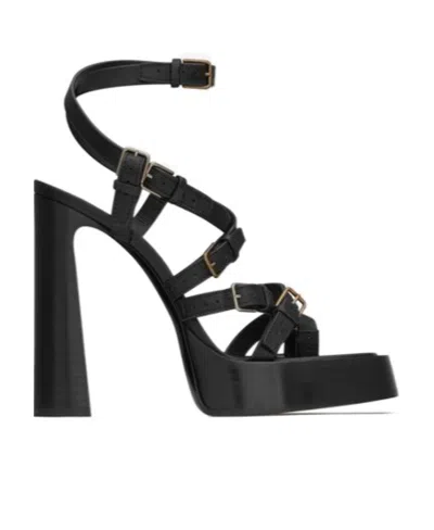 Saint Laurent Platz Platform Sandals In Black