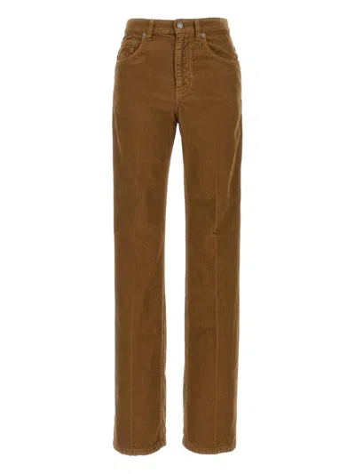 SAINT LAURENT PLEAT-DETAIL CORDUROY TROUSERS