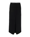 Saint Laurent Pleat-detail Wool-blend Midi Skirt In Black